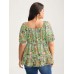 Floral Square Neck Fit and Flare Blouse
