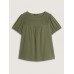 Pure Cotton Pleated Puffy Sleeve Blouse