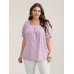 Cotton Square Neck Ruffled Sleeve Shirt