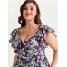 Floral Print Drawstring Neckline Blouse