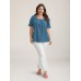 Cotton Square Neck Ruffled Sleeve Shirt