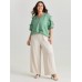 3D Floral Sleeve Spliced Flowy Blouse