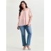 3D Floral Sleeve Spliced Flowy Blouse