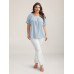 Cotton Square Neck Ruffled Sleeve Shirt