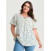 Colorful Polka Dots Drawstring Ruched Blouse