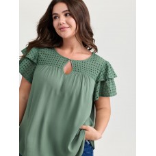 Pure Cotton Layered Sleeve Flowy Blouse