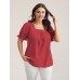 Cotton Square Neck Ruffled Sleeve Shirt