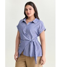 Striped Print Knotted Side Blouse