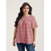 Floral Ruffle Sleeve Gathered Round Neck Blouse