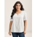 Textured Gathered Sleeve Split Neck Blouse