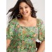 Floral Square Neck Fit and Flare Blouse