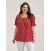 Cotton Square Neck Ruffled Sleeve Shirt