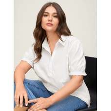 Pure Cotton Ruffled Puffy Sleeve Blouse