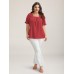 Cotton Square Neck Ruffled Sleeve Shirt