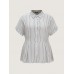 Striped Print Cinched-Waist Button-Down Shirt Striped Print Cinched-Waist Button-Down Shirt