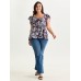Floral Print Drawstring Neckline Blouse