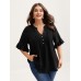 Toothpick Pleats Ruffled Sleeve Solid Blouse Toothpick Pleats Ruffled Sleeve Solid Blouse
