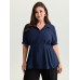 Cinched-Waist Pleated Collar Blouse