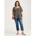 Floral Square Neck Fit and Flare Blouse
