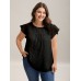 Textured Sheer Lined Flutter Sleeve Blouse