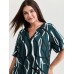 Abstract Print Notched Collar Blouse