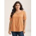 Textured Gathered Sleeve Split Neck Blouse