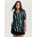 Abstract Print Notched Collar Blouse