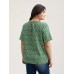 Floral Ruffle Sleeve Gathered Round Neck Blouse