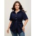 Knotted Front Asymmetrical Hem Blouse