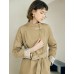 Floral Cuff Stand-Up Collar Belted Trench Coat