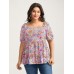 Floral Square Neck Fit and Flare Blouse