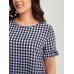 Gingham Print Button Back Blouse Gingham Print Button Back Blouse