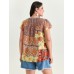 Supersoft Colorful Contrast Patchwork Print Blouse