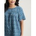Floral Ruffle Sleeve Gathered Round Neck Blouse
