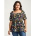 Floral Square Neck Fit and Flare Blouse