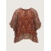 Boho Geometric Print Ruffled Sleeve Blouse