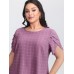 Textured Color Contrast Petal Sleeve Blouse