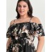 Large Floral Print Cold-Shoulder Blouse