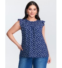 Floral Print Flutter Sleeve Blouse