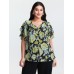 Floral Print Ruffled Edges Blouse