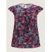 Bright Floral Texture Open-Back Blouse Bright Floral Texture Open-Back Blouse