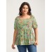 Floral Square Neck Fit and Flare Blouse