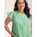 Textured Sheer Lined Flutter Sleeve Blouse