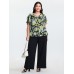 Floral Print Ruffled Edges Blouse