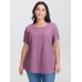 Textured Color Contrast Petal Sleeve Blouse