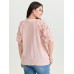 3D Floral Sleeve Spliced Flowy Blouse