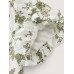 Cotton Floral Print Ruched Bubble Sleeve Blouse