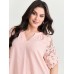 3D Floral Sleeve Spliced Flowy Blouse