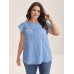 Textured Sheer Lined Flutter Sleeve Blouse