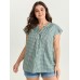 Cotton Check Print Ruffled Sleeve Blouse Cotton Check Print Ruffled Sleeve Blouse